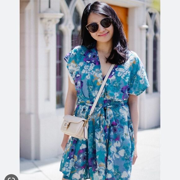 Free People Freddy Tie belt Mini Dress in Night Combo size Large NWOT - Picture 7 of 7